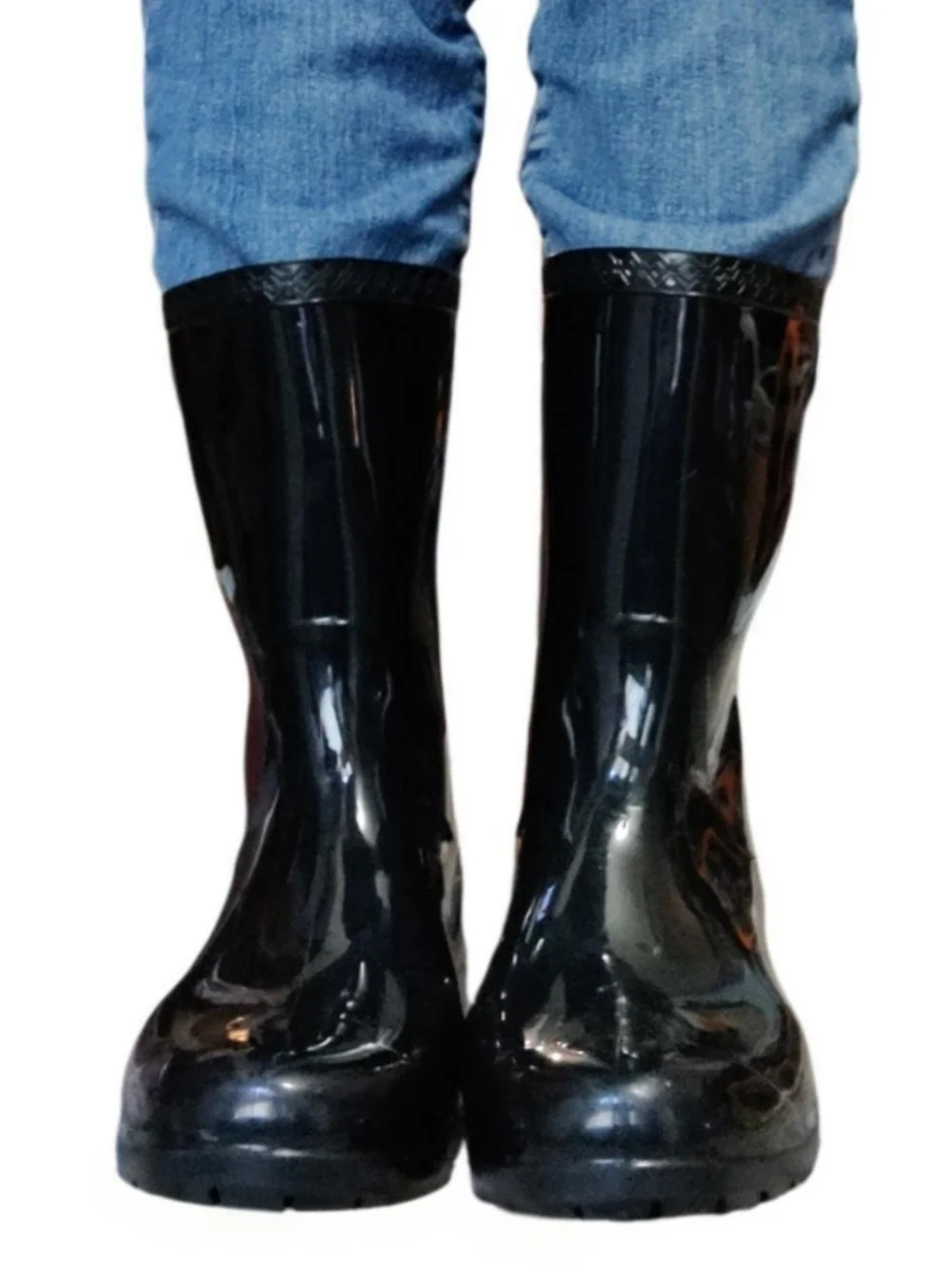 UGG Women's 7 Rain Boots Tall Mid-Calf Glossy Black Waterproof High Gloss Sienna